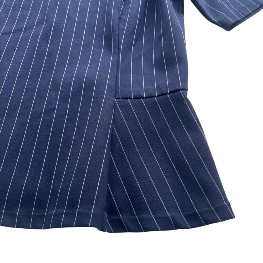 Navy Pinstripe Peplum Blouse - Picture 6 of 11